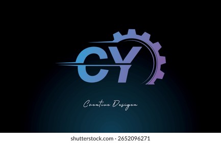 CY Gear Fusion Logo – Industrial Tech-Inspired Letter mark Futuristic Industrial Letter Mark Design for Technology and Engineering Brands.