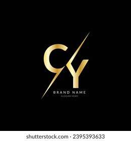 cy golden letter logo template art.