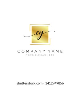 CY handwriting initial logo template vector.