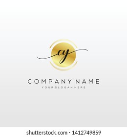 CY handwriting initial logo template vector.