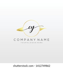 CY handwriting initial logo template vector.