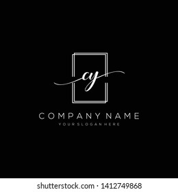 CY handwriting initial logo template vector.