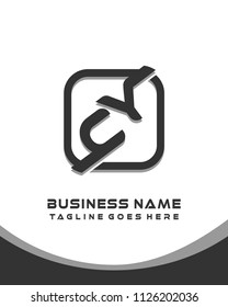 CY initial box letter logo template vector