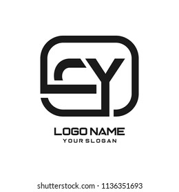 CY initial box letter logo template vector