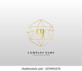 CY initial handwriting logo geometric template vector
