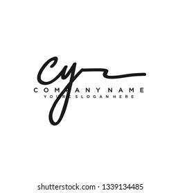 CY  Initial Handwriting logo template vector