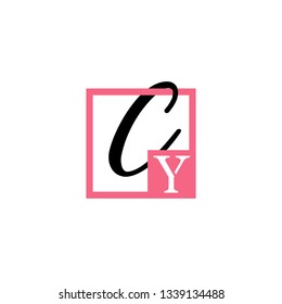 CY  Initial Handwriting logo template vector
