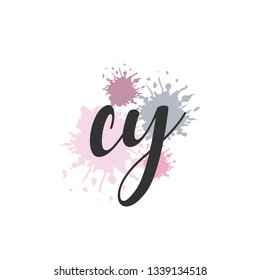 CY  Initial Handwriting logo template vector