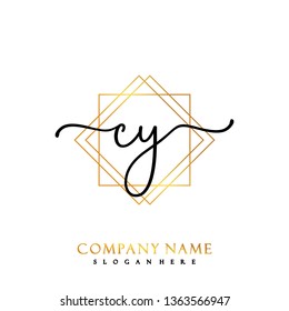 CY Initial Handwriting logo template vector