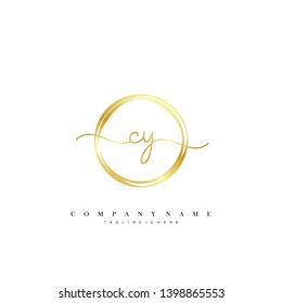 CY initial handwriting logo template vector