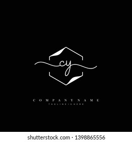 CY initial handwriting logo template vector