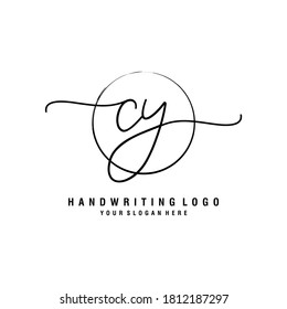 CY Initial handwriting logo template vector