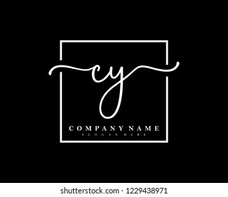CY Initial handwriting square minimalist logo vector