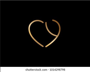 CY initial heart shape gold colored logo