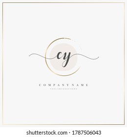 CY Initial Letter handwriting logo hand drawn template vector, logo for beauty, cosmetics, wedding, fashion and business, and other