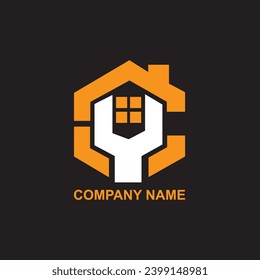 cy initial letter linked lowercase logo. c and y  combine home vector template design.