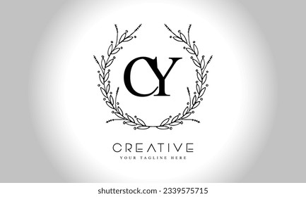 CY Anfangsbuchstaben Logo-Design-Vorlage mit Blumenkreis