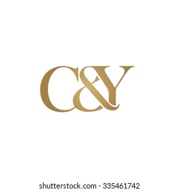 C&Y Initial logo. Ampersand monogram golden logo