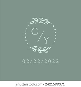 CY initial modern monogram wedding with creative circle line