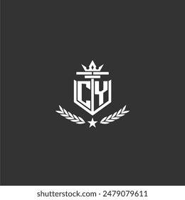 CY initial monogram brand logo design for crown vector image