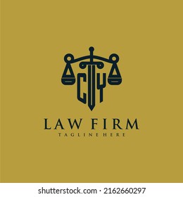 CY initial monogram for lawfirm logo with sword and scale
