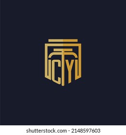 CY initial monogram logo elegant with shield style design for wall mural lawfirm gaming