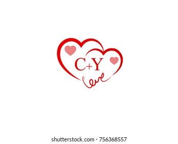 CY Initial wedding invitation, love logo template vector