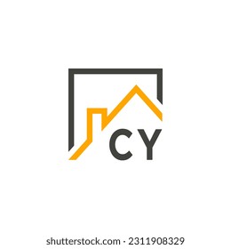 Las iniciales de CY albergan el logo de la moderna empresa de construcción vector.eps