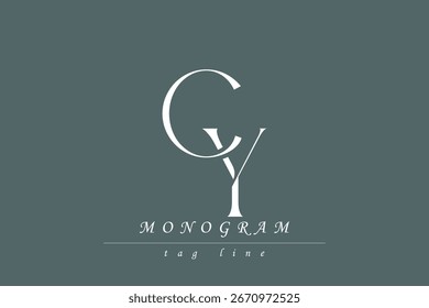 CY Initials Stylized Monogram Design Featuring Intertwined. Artistic representation of monogram initials creatively arranged and displayed.