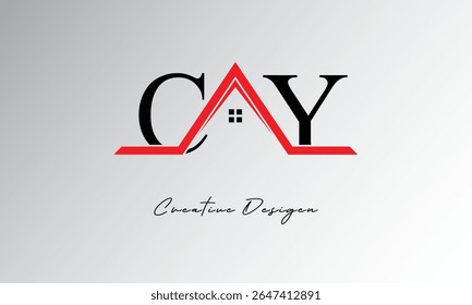 CY Letter House Logo – Creative Real Estate Monogram with Roof Icon and Home Shape for Property, Architecture and Modern Branding
