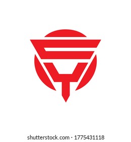 Diseño del logo de la carta CY. Monograma de letras CY de color rojo con forma de círculo. Letras iniciales con el logotipo de monograma en mayúsculas del círculo CY enlazado. Logo de CY, diseño de C Y.