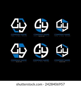 CY letter logo set design.CY monogram polygonal and circle shape vector. CY unique design.
