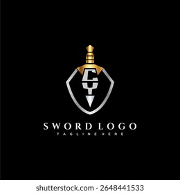 CY letter luxury monogram for shield and sword style image