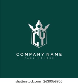 CY letter monogram initial logo for shield and crown design
