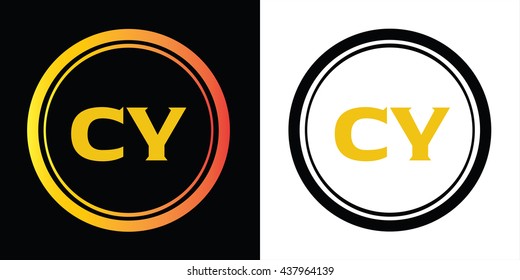 CY letters icon design template elements in abstract background logo, design identity in circle, alphabet letter