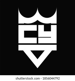 CY Logo monogram with crown shape isolated on Black background