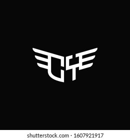 CY logo monogram emblem shape with wings style ribbon design template