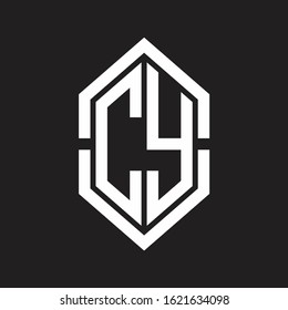 CY Logo monogram with hexagon shape and outline slice style with black and white
