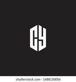 CY Logo monogram with hexagon shape style design template isolated on black background
