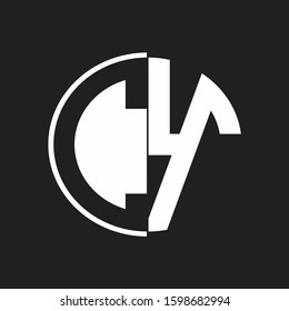 CY Logo monogram with Negative space style design tempate