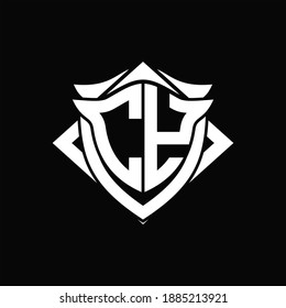 CY Logo monogram with shield and horn shape design template ON black background