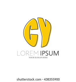 CY Logo. Vector Graphic Sphere Branding Letter Element. White Background