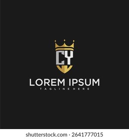 CY luxury letter monogram for crown and shield logo design
