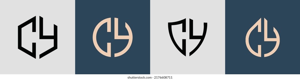 CY modern initial letter logo design vector bundle. It will be suitable for which company or brand name start those initial.