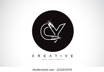 CY Modern Leter Logo Design with Black and White Monogram. Creative Letter Logo Brush Monogram Vector Design.