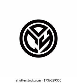 Logo de monograma CY con plantilla de diseño de contorno de círculo aislado en fondo blanco