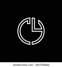 CY Monogram Logo Circle Ribbon Style Outline Design Template