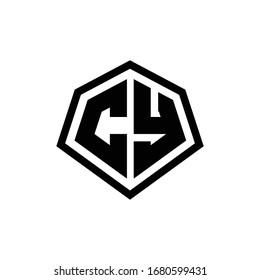 CY monogram logo with hexagon shape and line rounded style design template isolated on white background