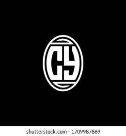Logotipo monograma de CY aislado en la plantilla de diseño de formas giratorias ovaladas