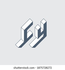CY - monogram, logotype or 2-letter code. C and Y - Isometric 3d font for design.